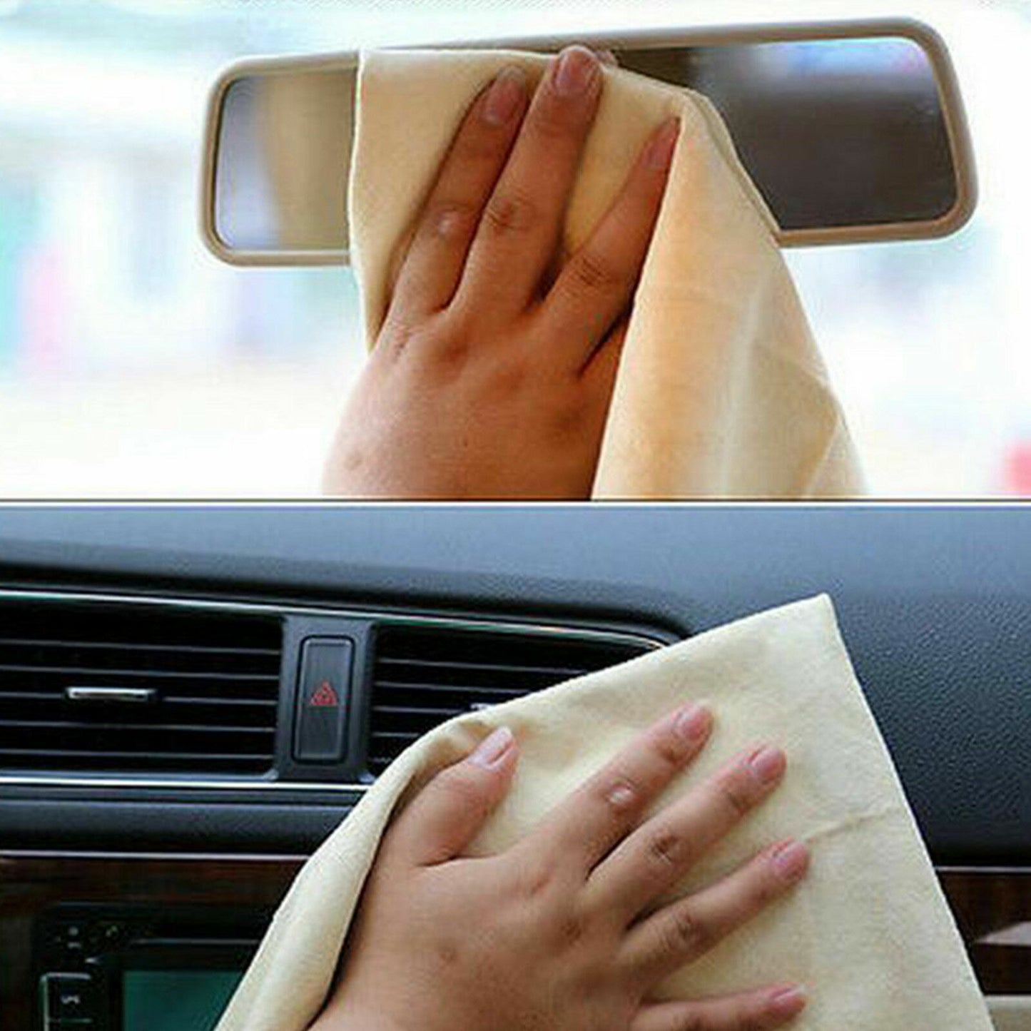 Grande peau de chamois naturelle pour voiture – chiffon de nettoyage absorbant, lavage et séchage 90*60cm