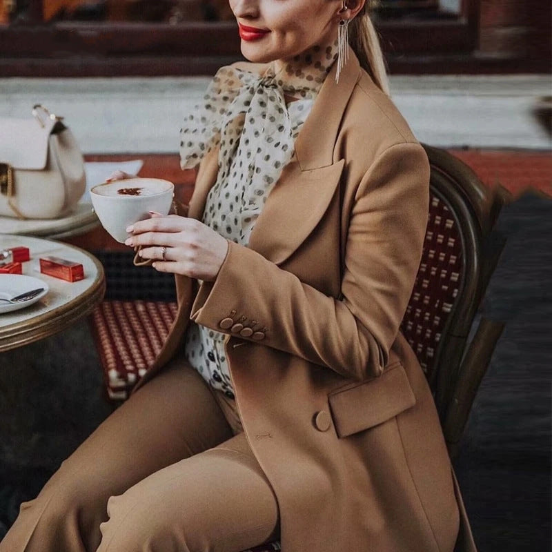 Blazer Femme Cintré – Veste Courte à Double Boutonnage, Unie et Élégante