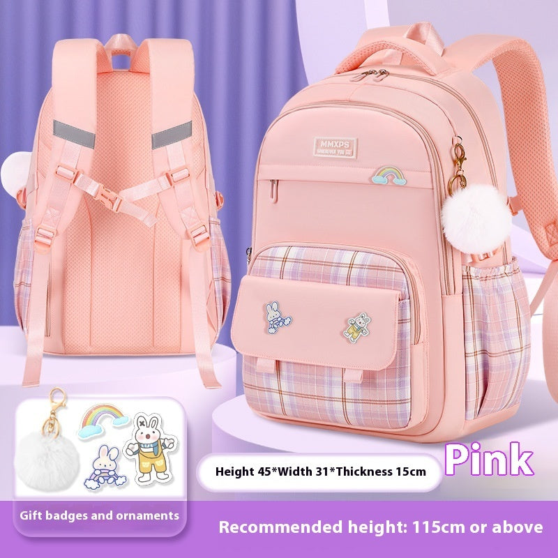Cartable pour élève de primaire – Sac à dos à carreaux pour fille