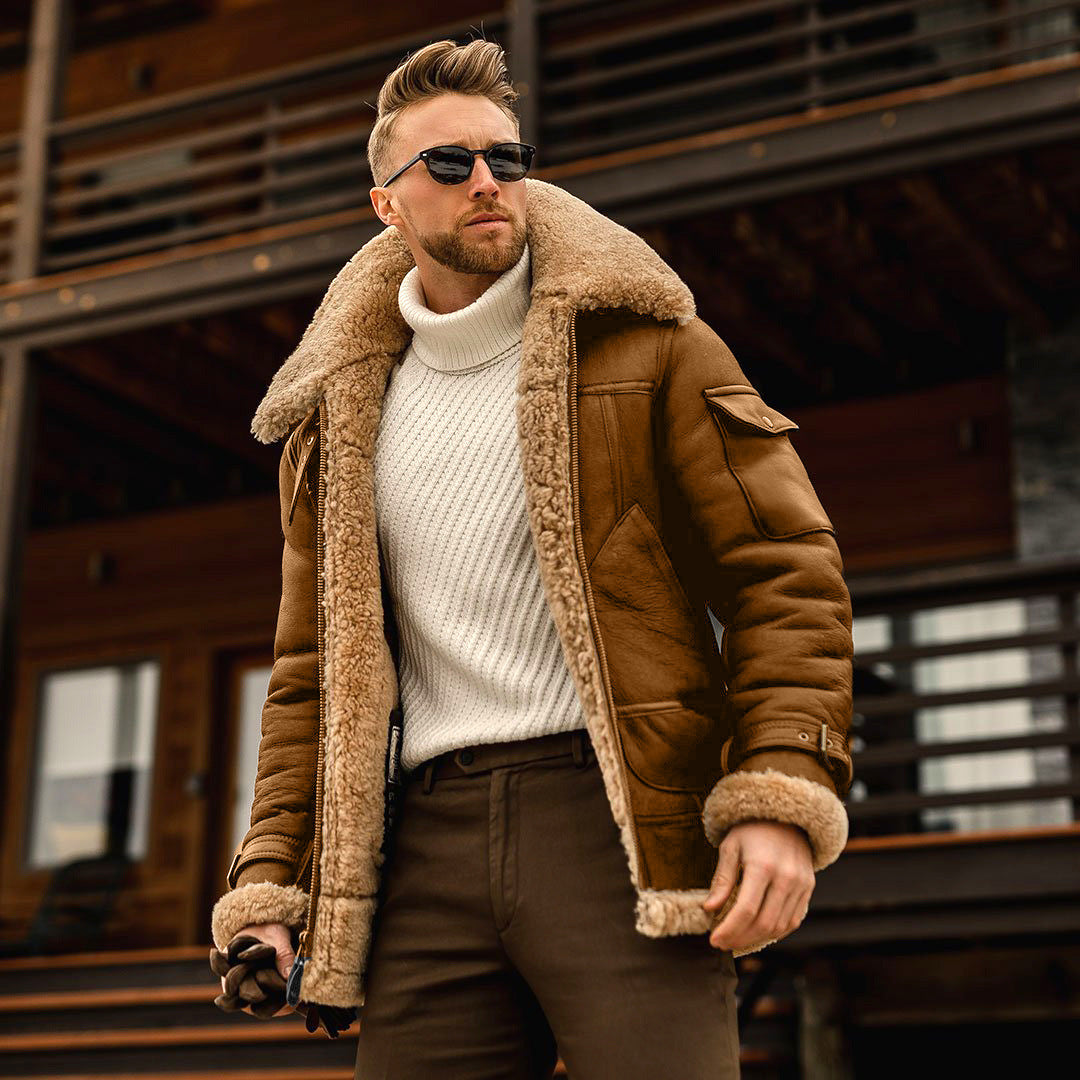 Veste d’hiver homme en polaire style militaire – Manteau chaud avec col en fourrure, veste tactique de type armée pour homme