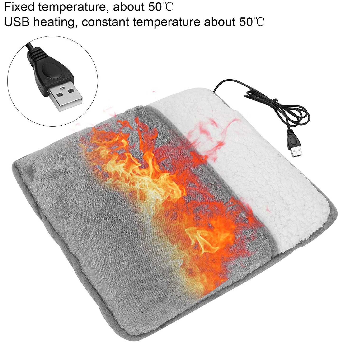 Chauffe-pieds électrique USB – Housse chauffante en peluche pour chaussures / semelles – Trésor thermique d’hiver