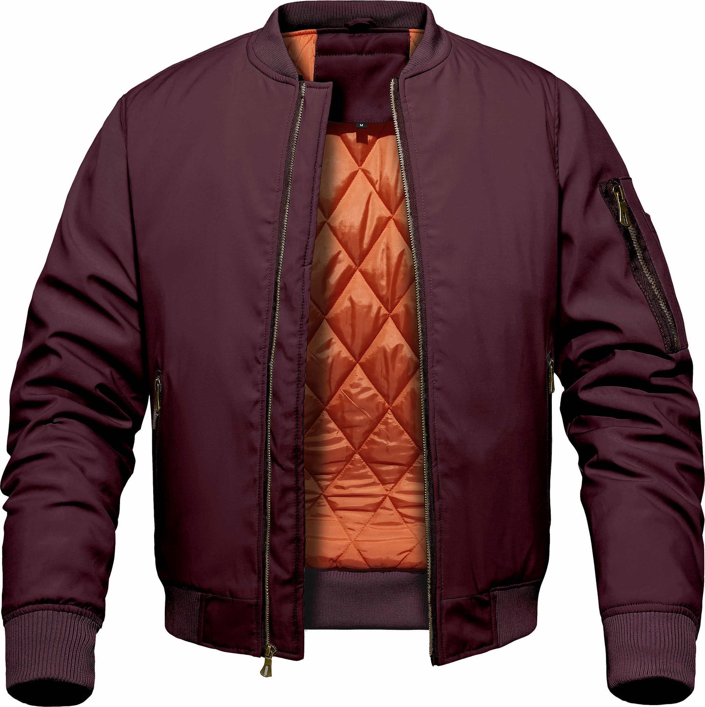 Blouson aviateur homme d’hiver – Veste style baseball, épaisse et chaude, coupe-vent avec poignets côtelés, manteau décontracté