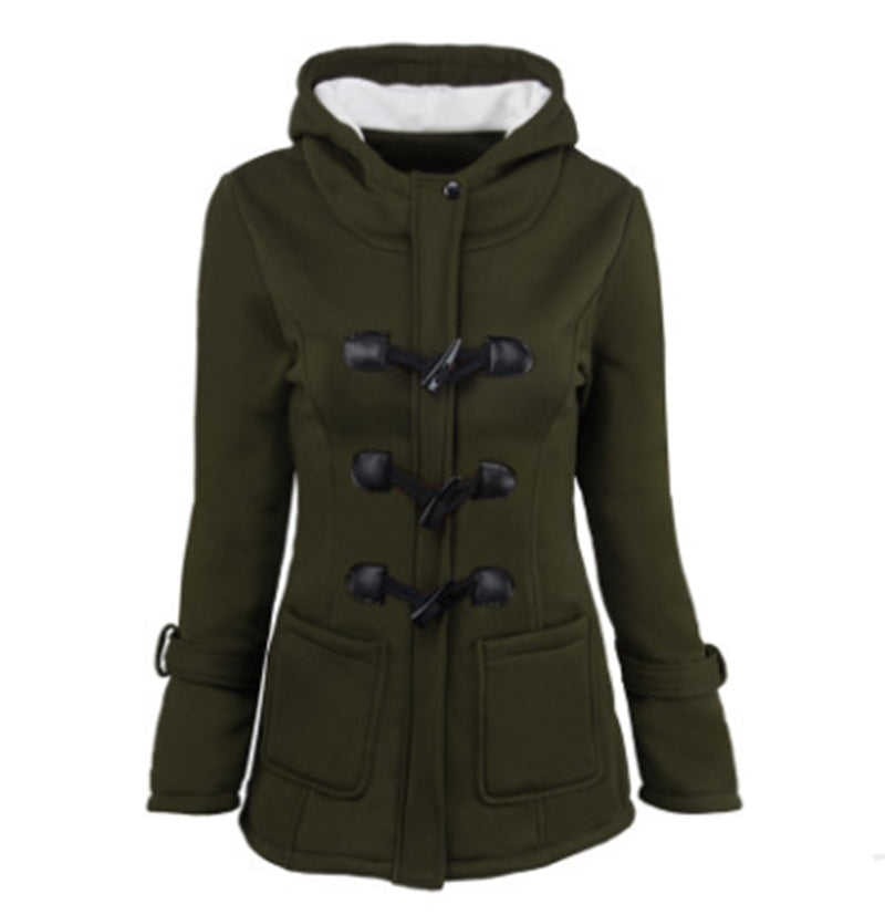 Manteau long d’hiver pour femme – Parka chaude avec capuche, col en fourrure, boutons brandebourg – Grande taille disponible