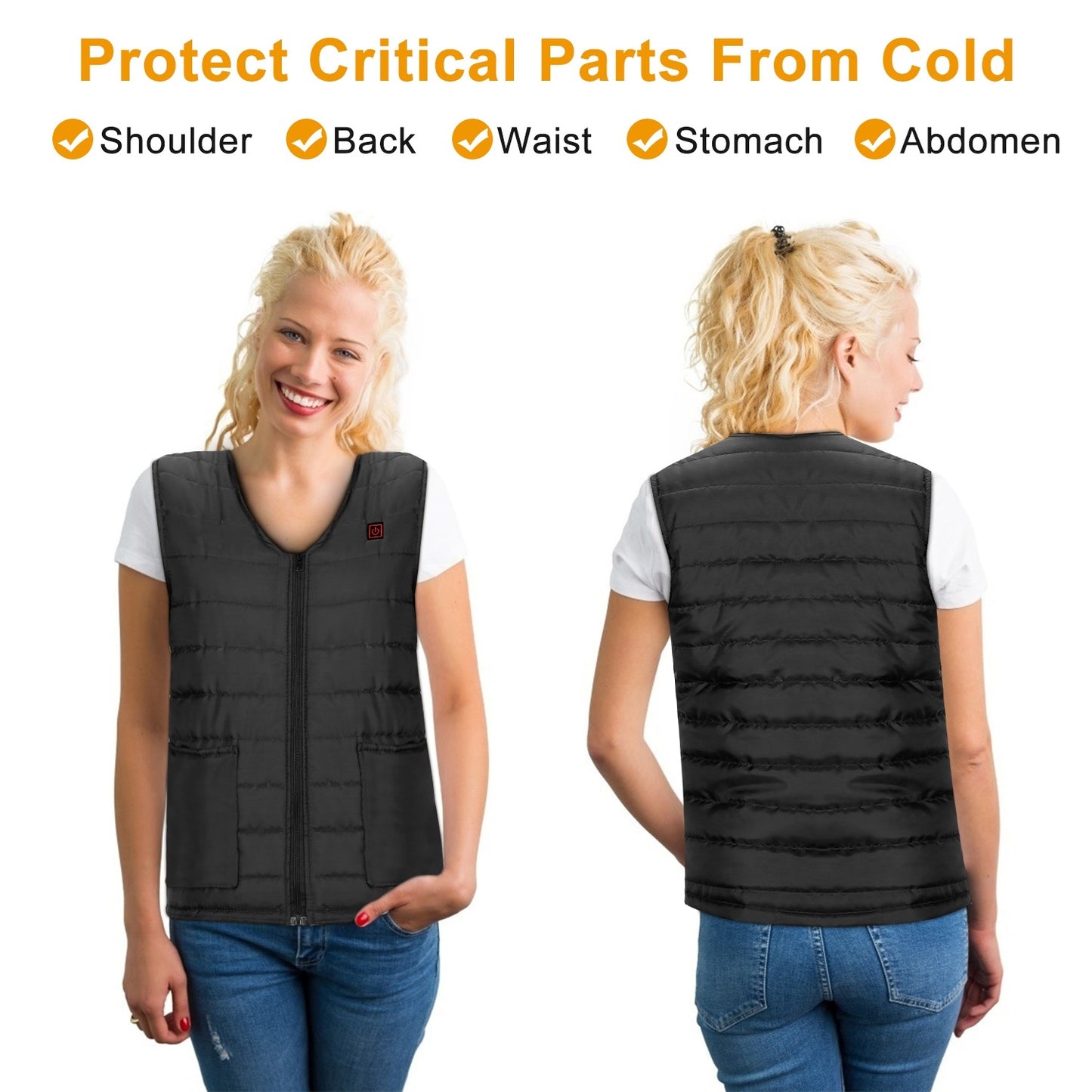 Gilet chauffant unisexe – 10 zones de chauffage, 3 niveaux de chaleur réglables, USB – Idéal pour l’hiver et les activités extérieures