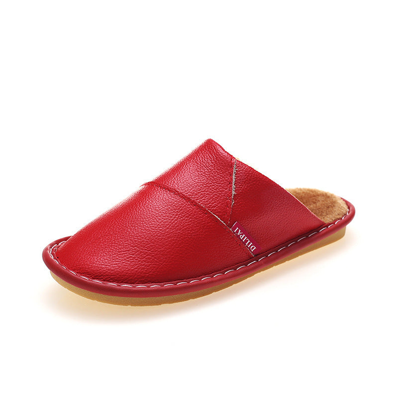 Chaussons d’hiver en cuir antidérapants et chauds pour la maison