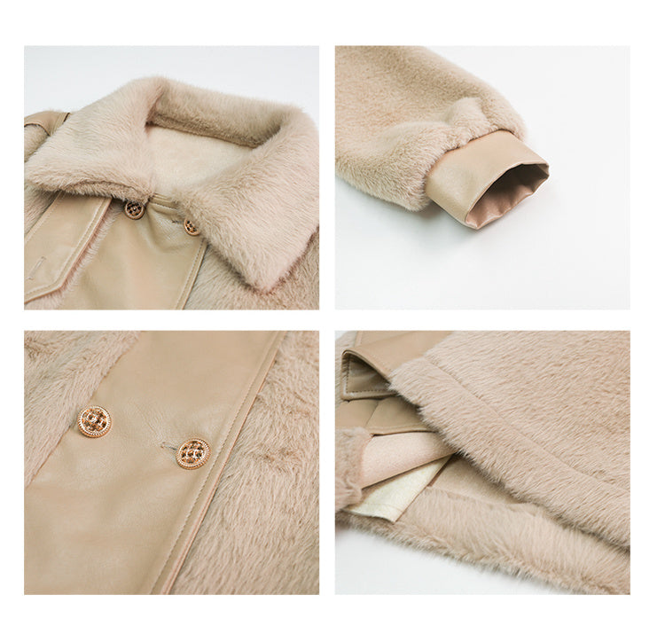 Manteau femme hiver – Style coréen en laine, couture contrastée élégante