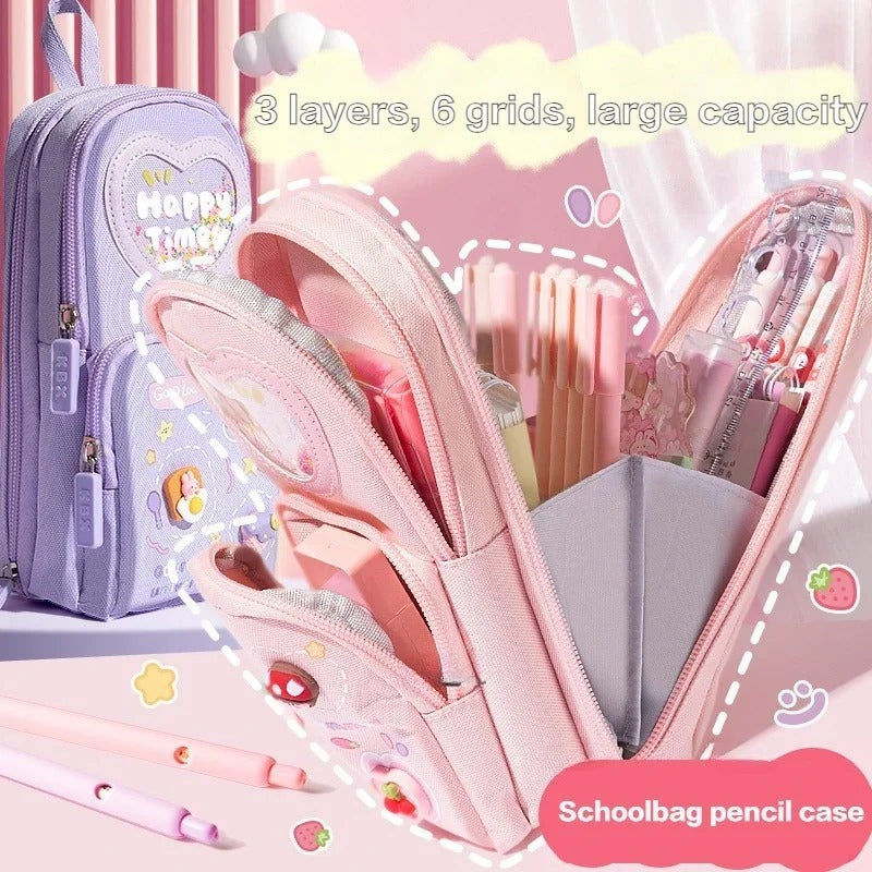 Trousse en toile mignonne à grande capacité – 3 motifs cartoon au choix