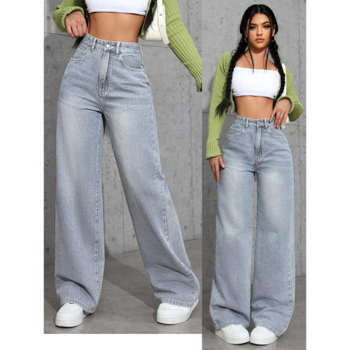 Jean droit taille haute – Style doux et audacieux