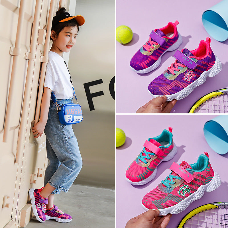 Chaussures de sport décontractées d’été pour enfants – Tissage volant, semelles EVA pour filles