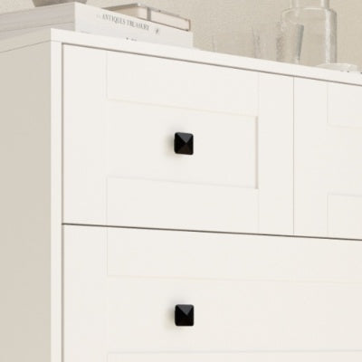 Commode blanche 5 tiroirs – Style farmhouse avec porte grange