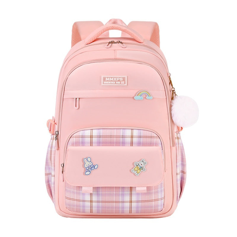 Cartable pour élève de primaire – Sac à dos à carreaux pour fille