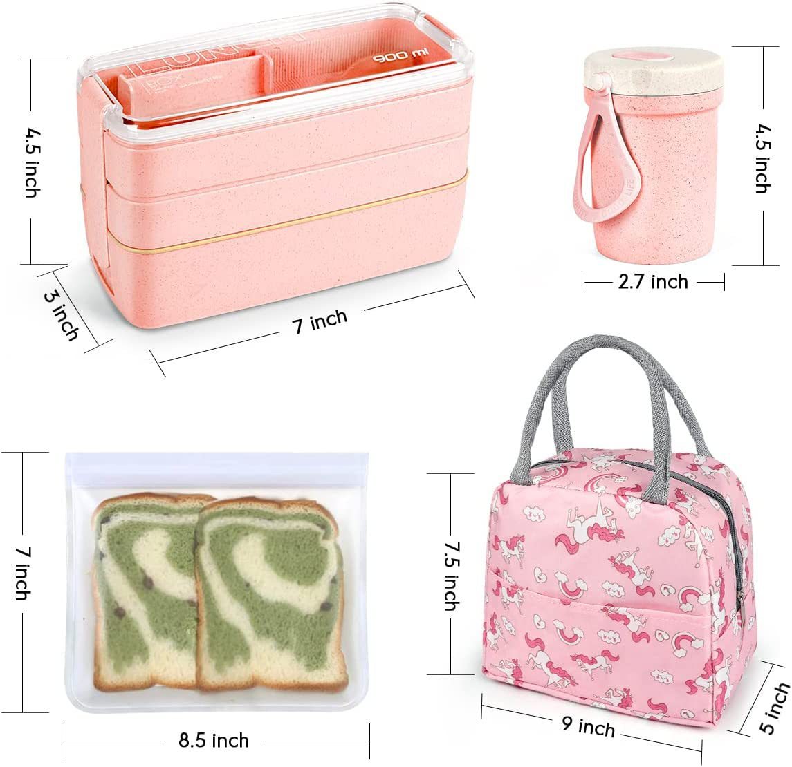 Ensemble bento japonais 27 pièces – Boîte à lunch, sac thermique, tasse petit-déjeuner et sac à goûter
