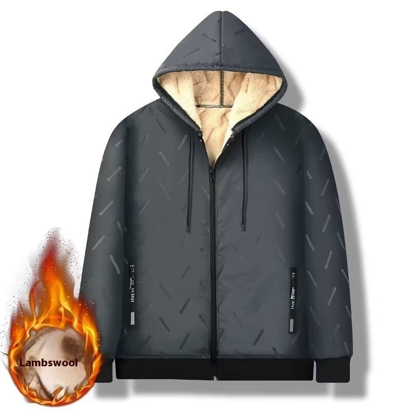 Manteau d’hiver à capuche en peau de mouton synthétique – Rembourré coton, couleur unie