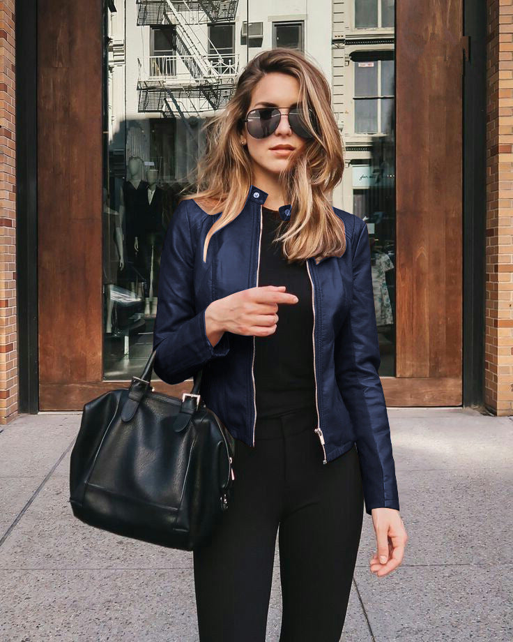 Veste blazer femme en cuir PU – Mode automne & hiver