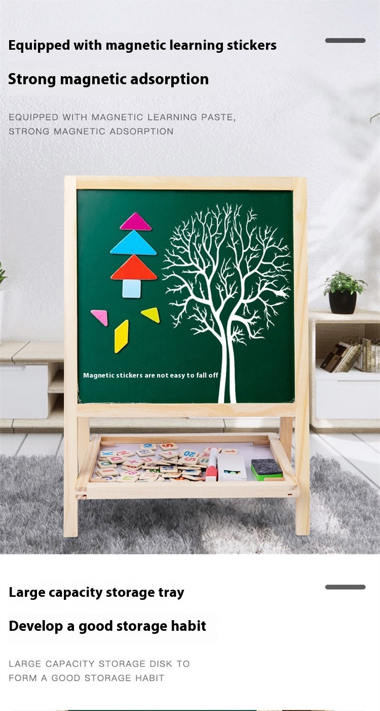 Children's Wooden Magnetic Double-sided Color Drawing Board