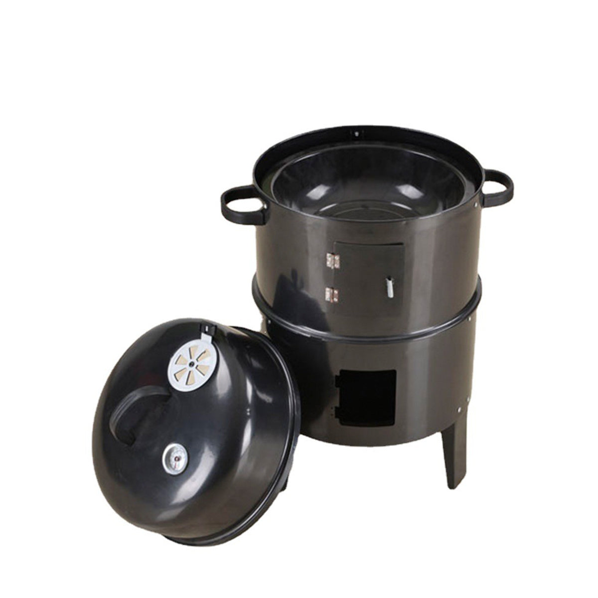 Barbecue fumoir vertical à charbon – Four/gril double couche sans fumée, pour une cuisson extérieure saine et sans effort, avec moins de fumée et de graisse