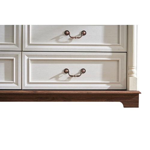 Commode 10 tiroirs en bois – Style rustique avec base et rebord