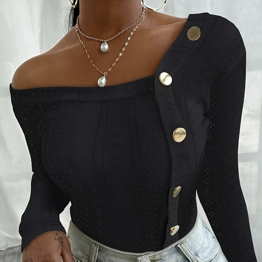 Haut Femme à Épaules Dénudées – T-shirt Manches Longues Chic et Polyvalent