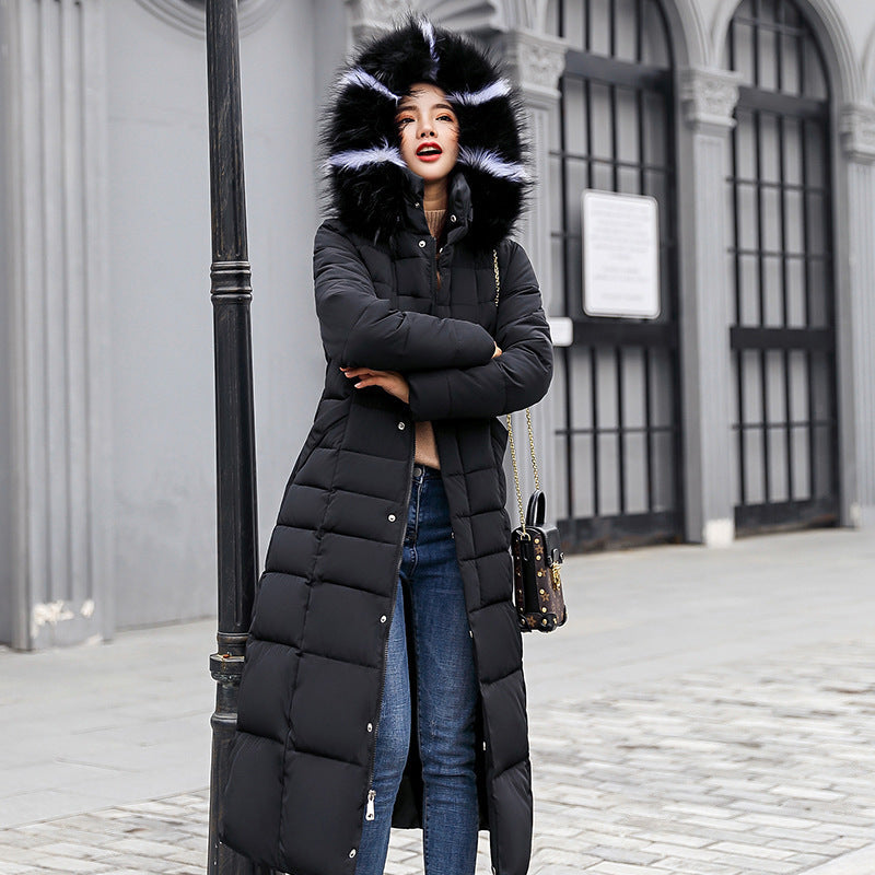 Manteau d’hiver long matelassé en coton – Coupe ajustée, au-dessus du genou