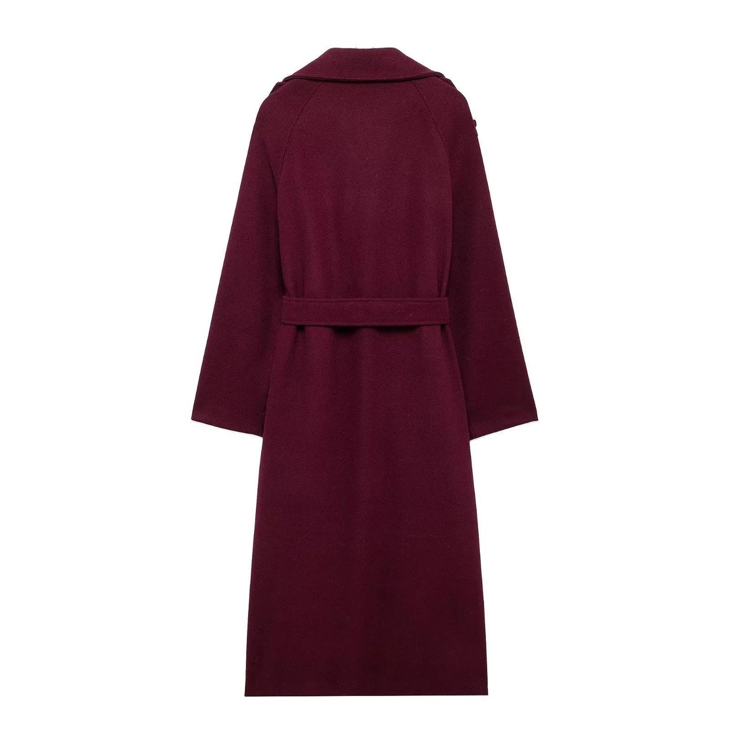 Manteau en laine avec ceinture – Trench long double boutonnage pour femmes