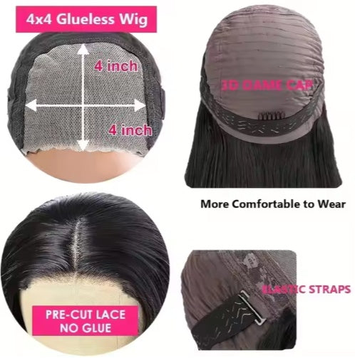 Perruque Sans Colle Loose Deep Wave – 70 % Cheveux Humains – 200 % Densité – Dentelle HD Pré-coupée et Pré-dégarnie
