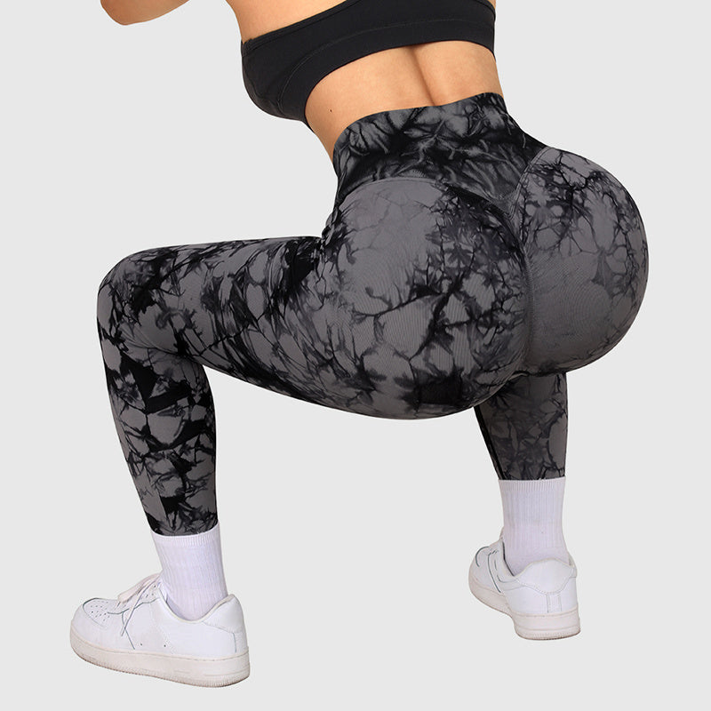 Legging Femme Sans Couture Tie-Dye – Push-Up, Yoga, Fitness, Course & Gym