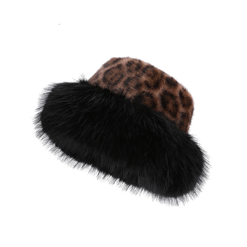 Chapeau en peluche imprimé léopard – Épais, automne & hiver, protection contre le froid