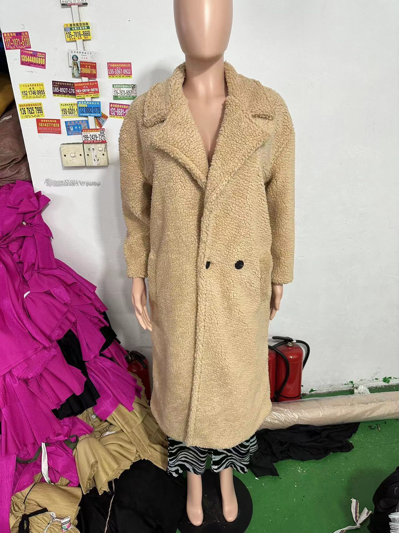 Manteau en polaire mouton à col – Manteau en fausse fourrure épais, chaud et long pour femme