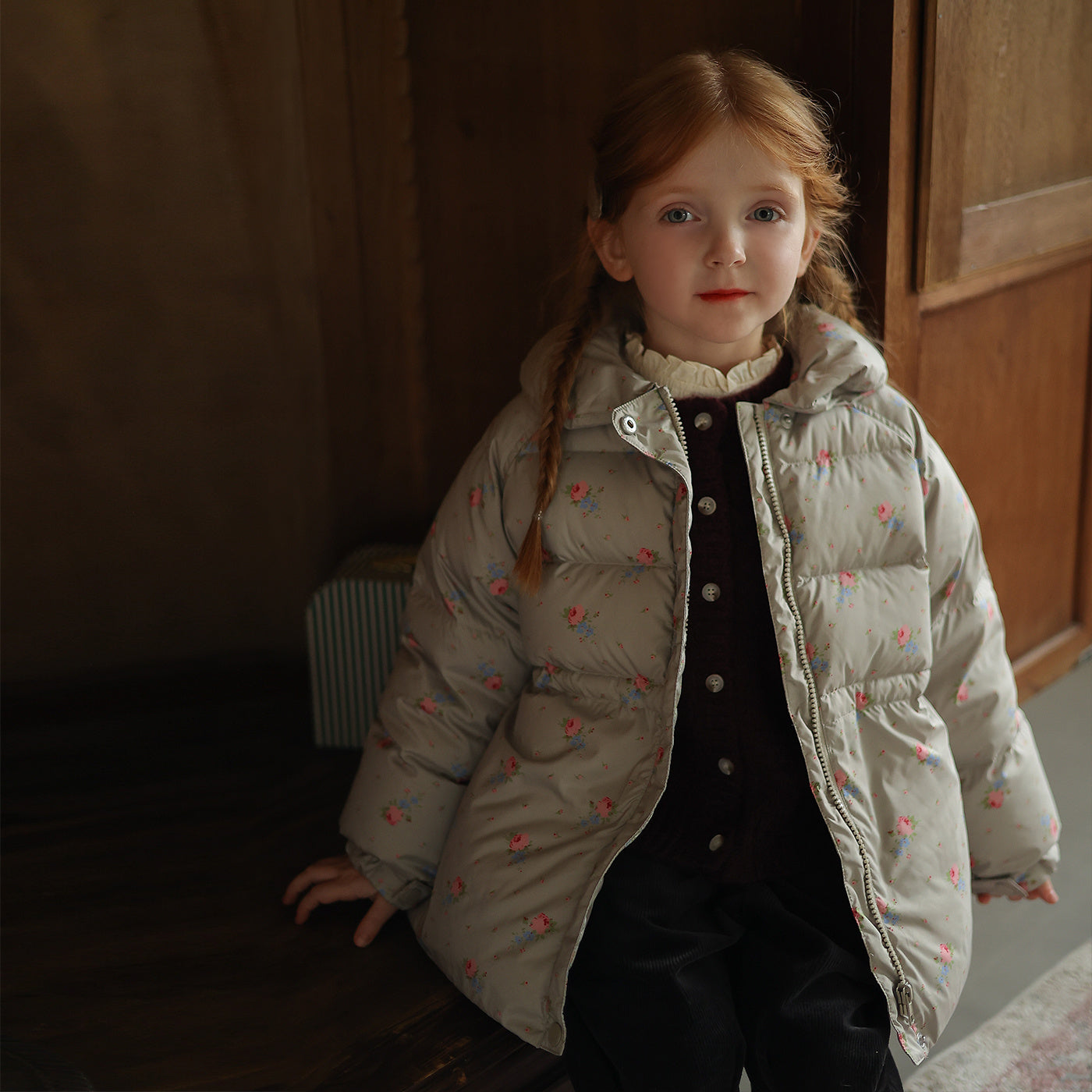 Manteau épais bébé hiver – Style coréen à motifs fleuris