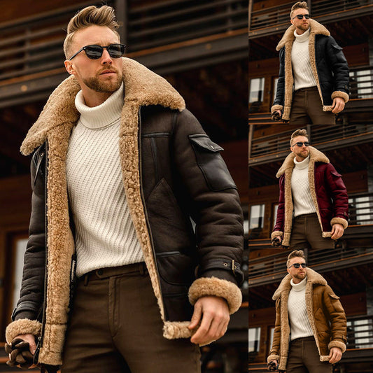 Veste d’hiver homme en polaire style militaire – Manteau chaud avec col en fourrure, veste tactique de type armée pour homme