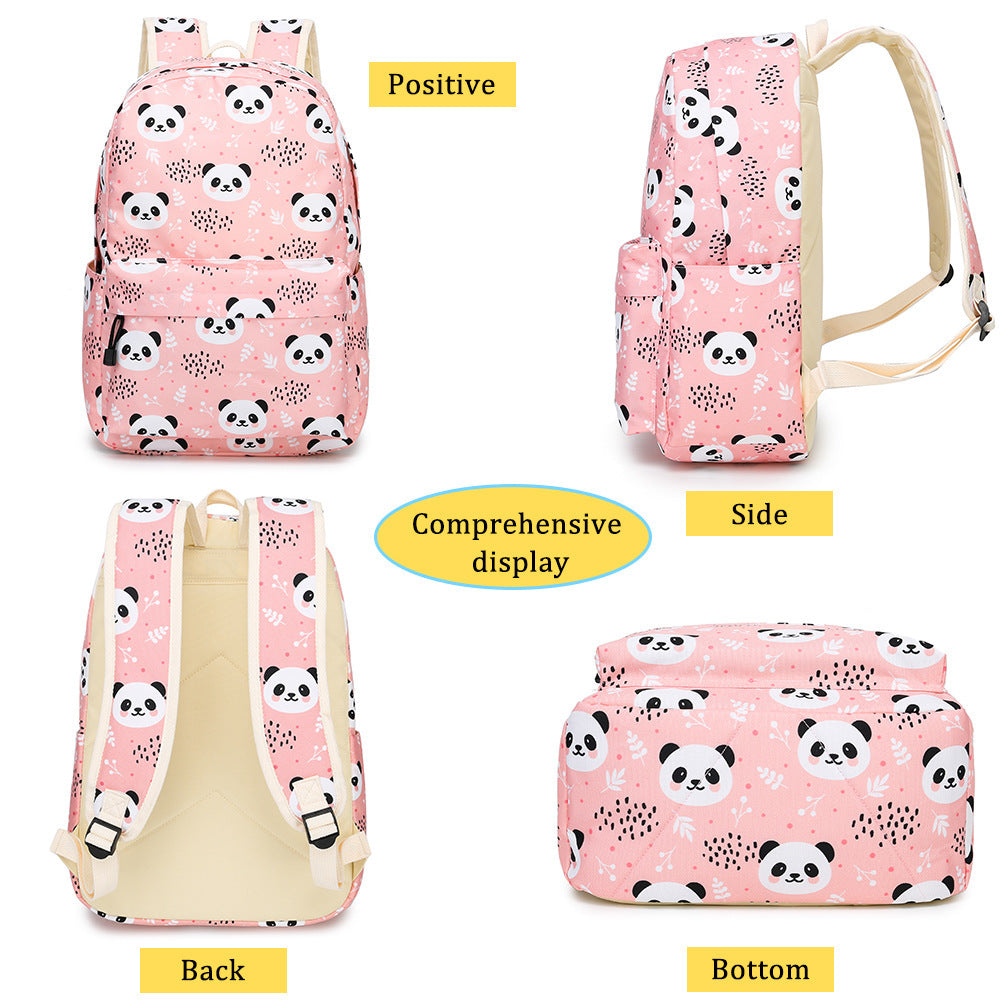 Ensemble Sac Panda 3 Pièces – École Primaire (Sac à Dos, Sac Repas, Trousse)