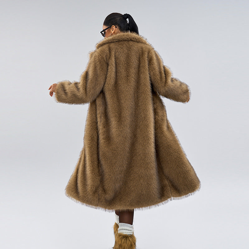Manteau long en fausse fourrure – Automne & hiver, style élégant et chaud