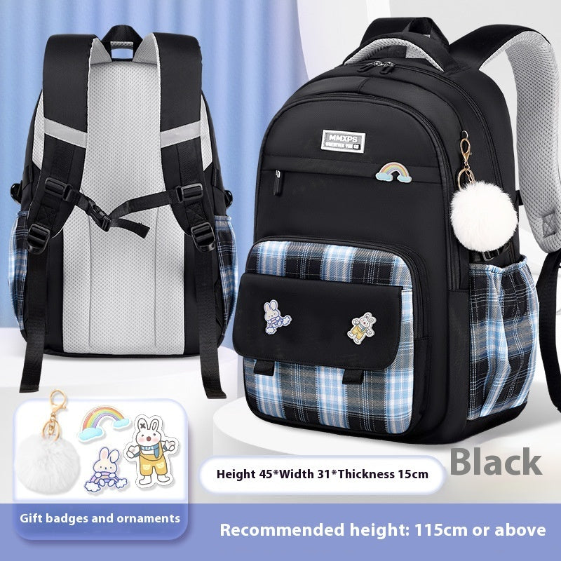 Cartable pour élève de primaire – Sac à dos à carreaux pour fille