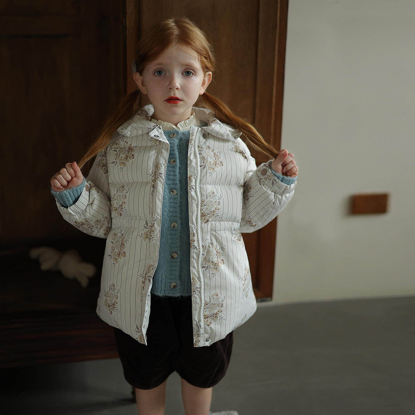 Manteau épais bébé hiver – Style coréen à motifs fleuris