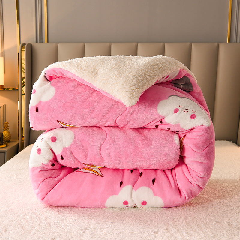 couverture double en flanelle/ Thick Lamb Fleece Winter Quilt Warm Flannel