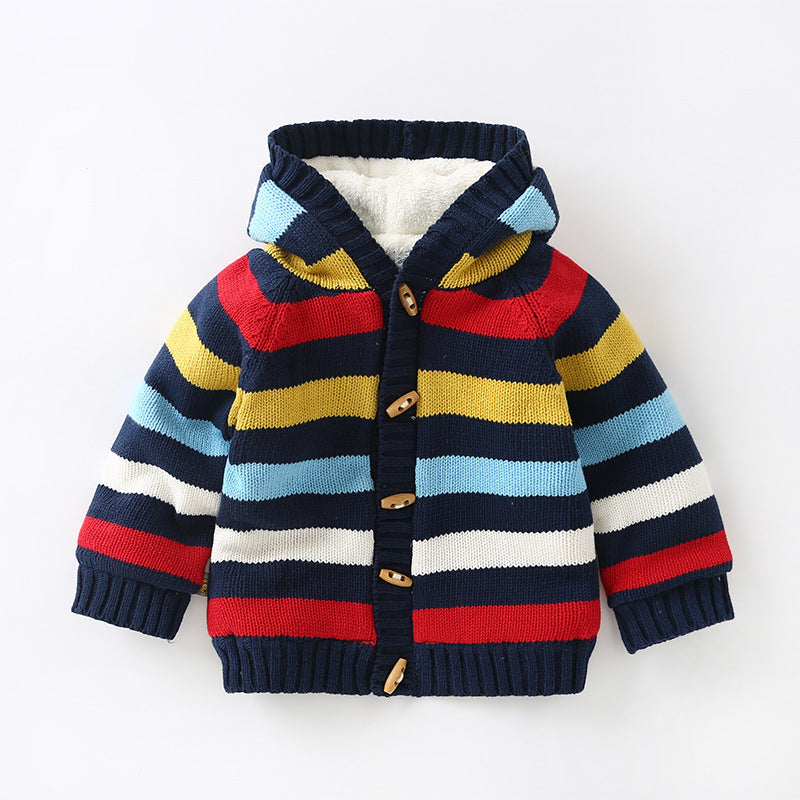 Veste-Pull Enfant Épaisse en Coton & Polaire – Automne/Hiver