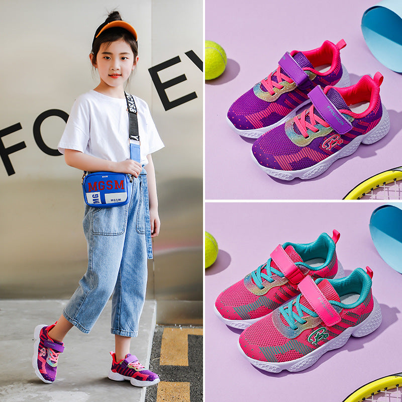 Chaussures de sport décontractées d’été pour enfants – Tissage volant, semelles EVA pour filles