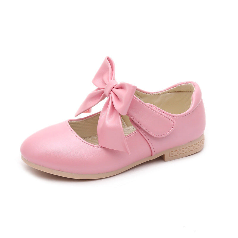 Chaussures blanches en cuir pour fille avec nœud – Chaussures de princesse pour enfants