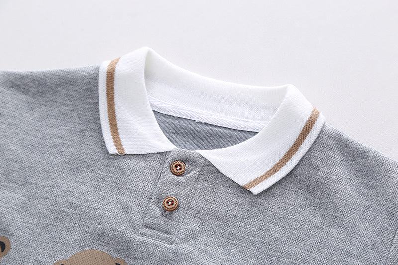 Ensemble 2 pièces à capuche motif ours – Enfant, style occidental, col à revers