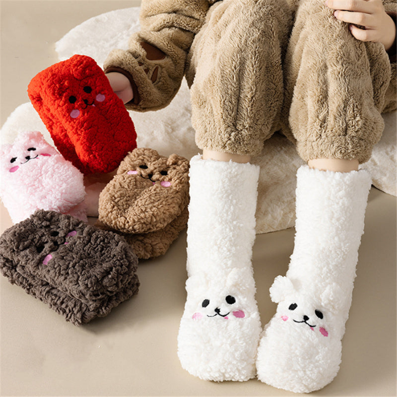 Chaussettes d’hiver épaisses en velours corail – Antidérapantes, style japonais