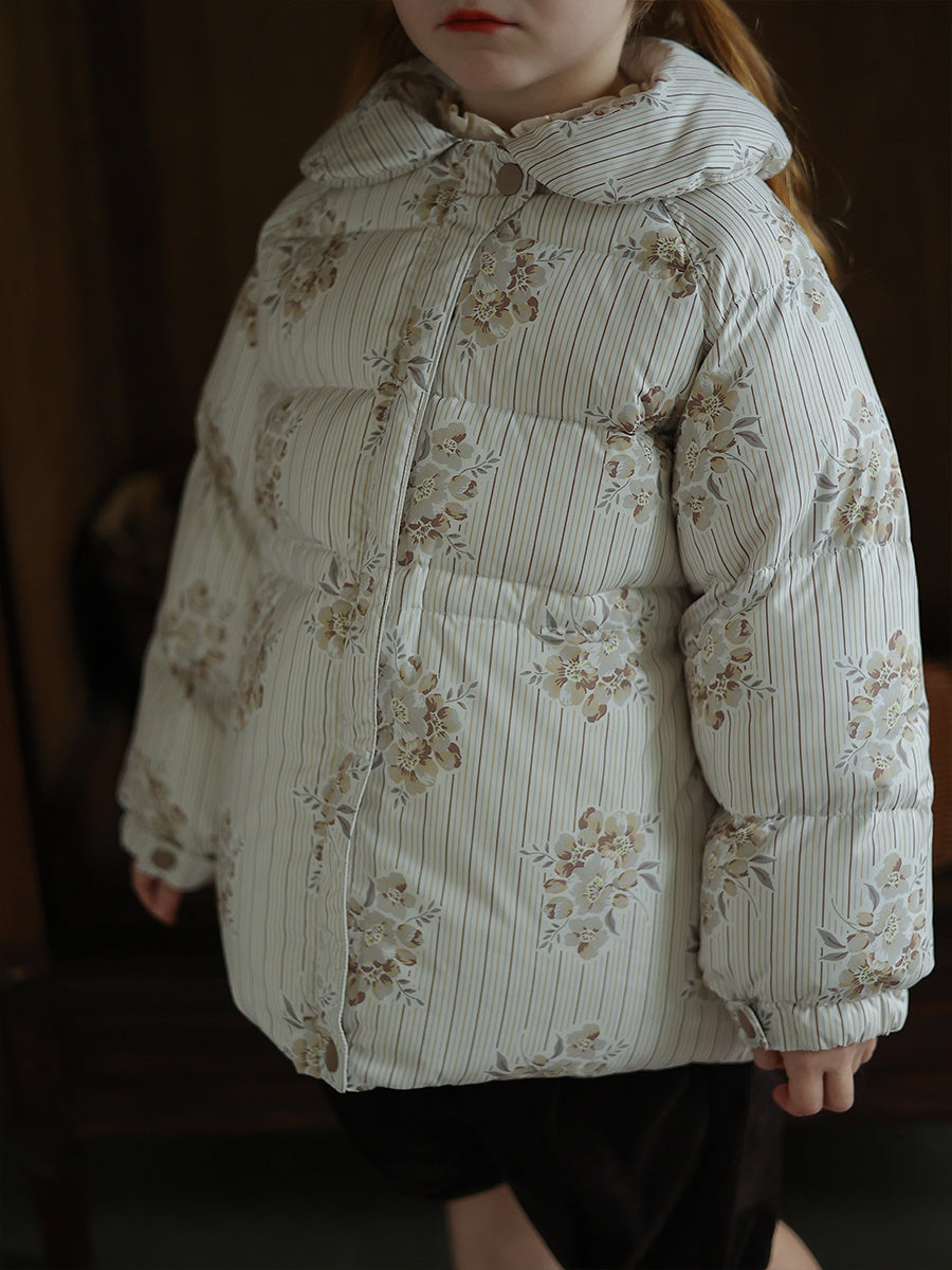 Manteau épais bébé hiver – Style coréen à motifs fleuris