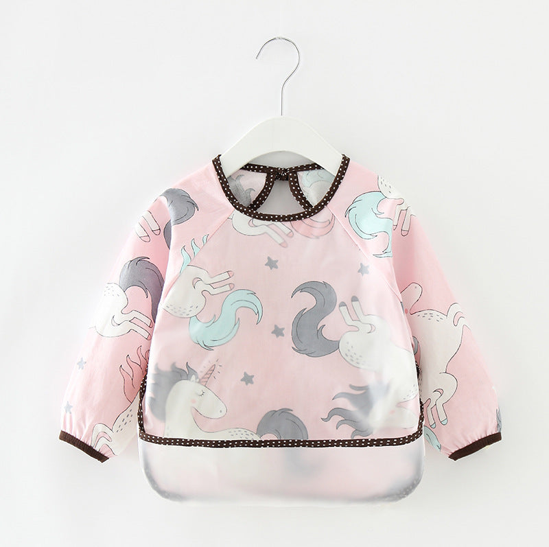 Bavoir tablier imperméable en coton pour bébé fille – Robe de repas mode