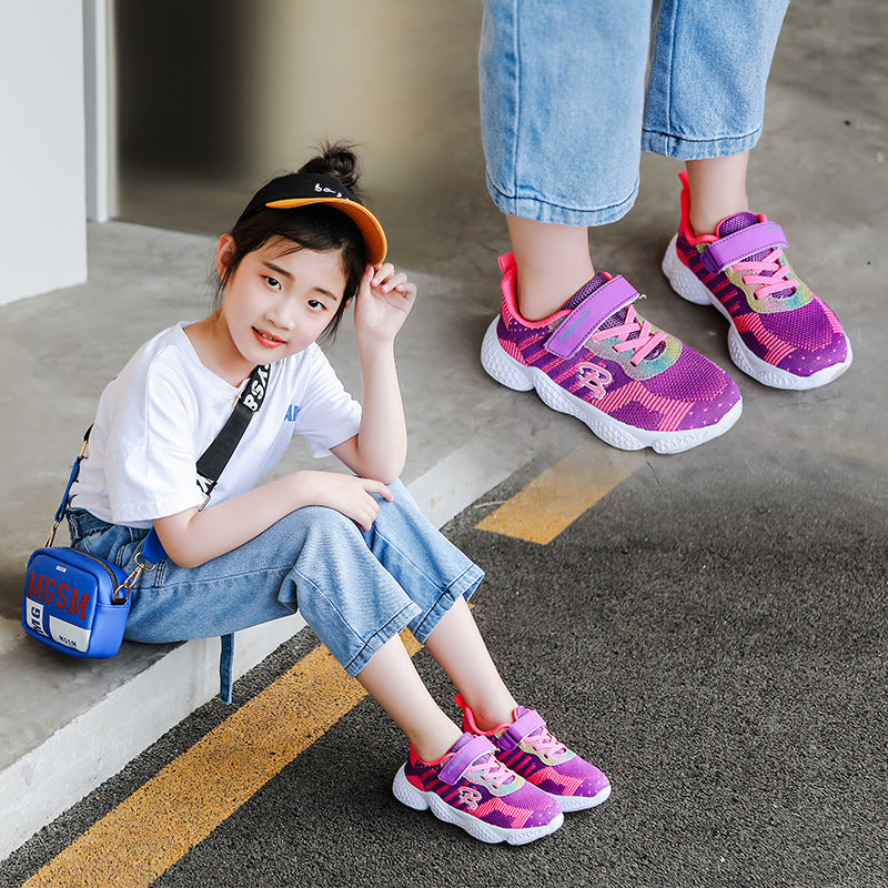 Chaussures de sport décontractées d’été pour enfants – Tissage volant, semelles EVA pour filles