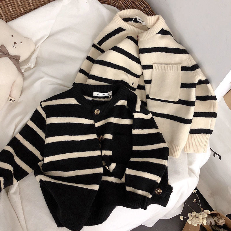 Gilet Cardigan Rayé Doux pour Fille – Style Tendance Automne/Hiver