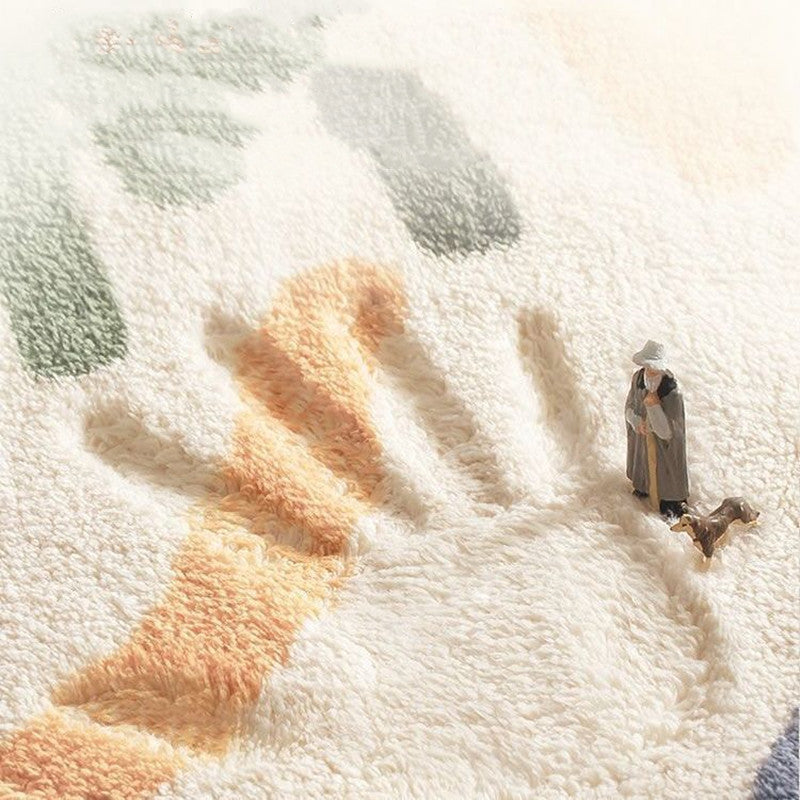 Tapis irrégulier en cachemire – style simple pour salon, table basse et canapé