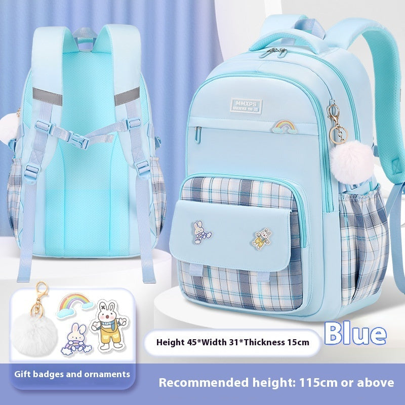 Cartable pour élève de primaire – Sac à dos à carreaux pour fille