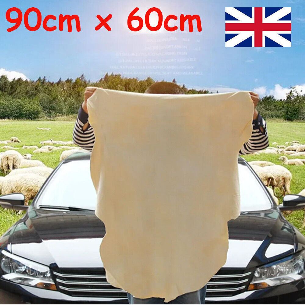 Grande peau de chamois naturelle pour voiture – chiffon de nettoyage absorbant, lavage et séchage 90*60cm