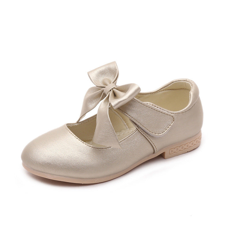 Chaussures blanches en cuir pour fille avec nœud – Chaussures de princesse pour enfants