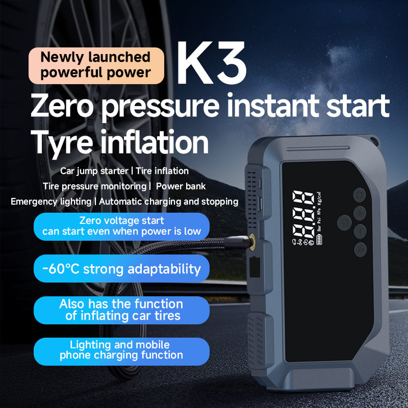 Démarreur de batterie voiture avec compresseur d'air 150 PSI et gonfleur numérique/Car Battery Starter With Air Compressor 150PSI With Digital Tire Inflator 12V Car Battery