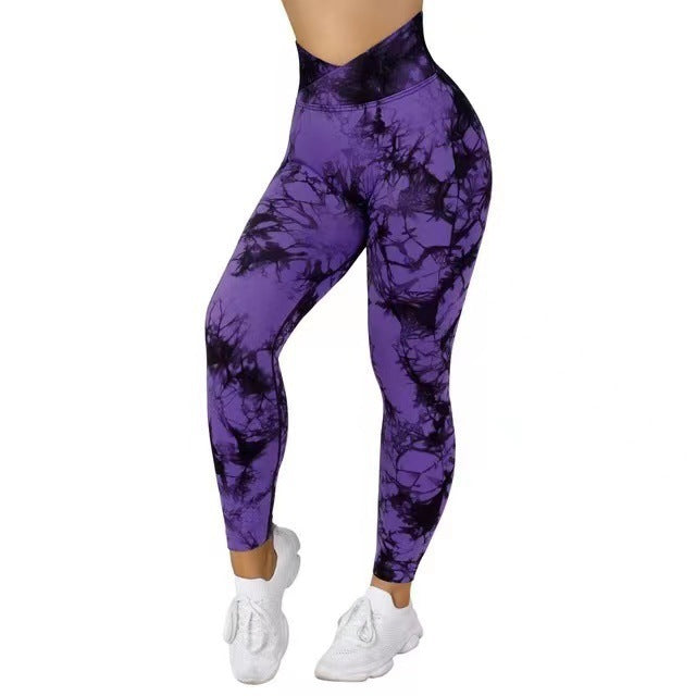 Legging Femme Sans Couture Tie-Dye – Push-Up, Yoga, Fitness, Course & Gym